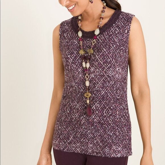 Chico’s NWT🏷 Texture Tweed Tank in purples Size 1 / Medium - Picture 1 of 6
